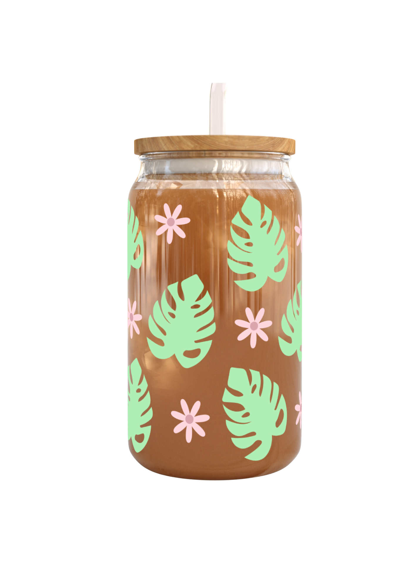 Monstera 16 oz Glass Can