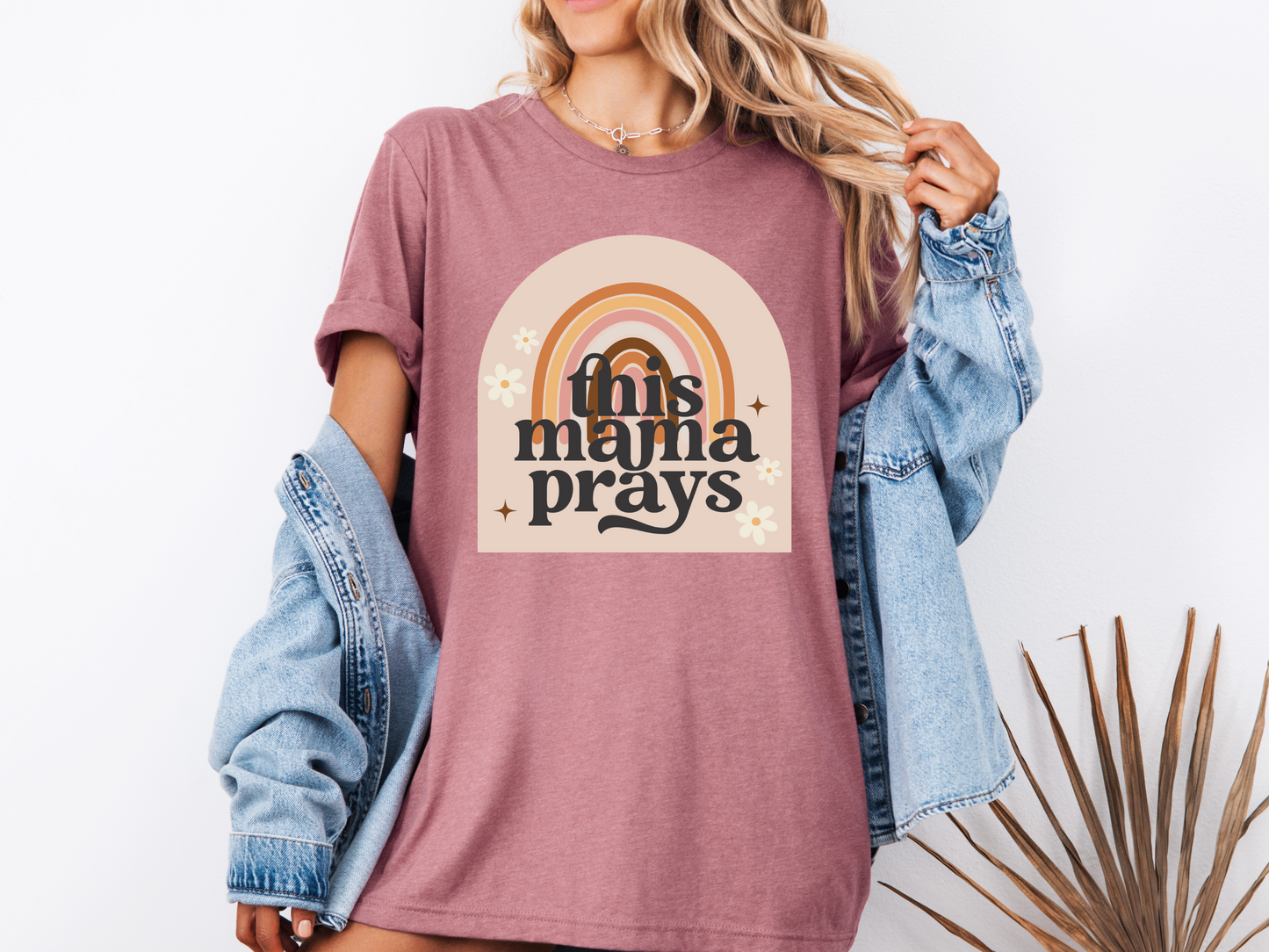 This Mama Prays T-shirt (Mauve)