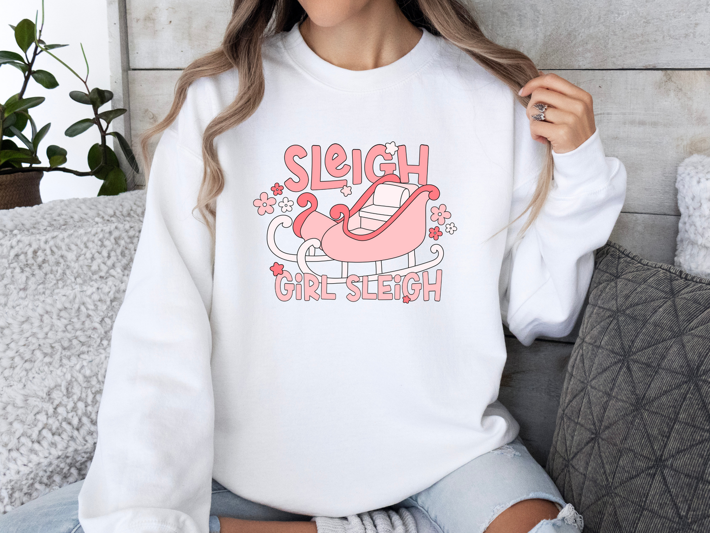 Sleigh Girl Sleigh Crewneck (White)