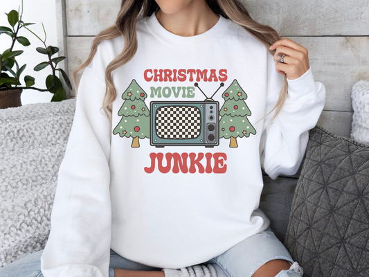 Christmas Movie Junkie Crewneck (White)