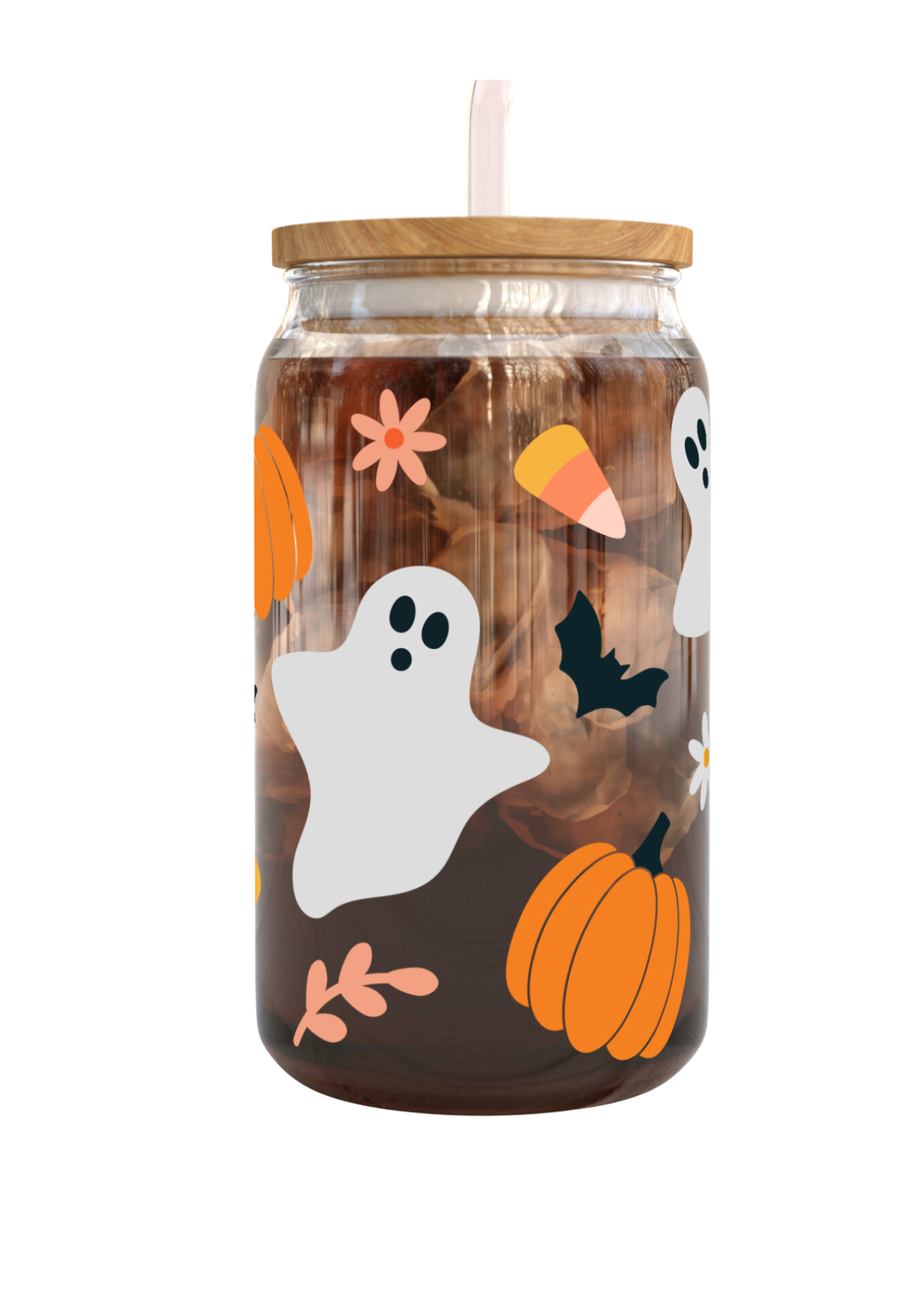 Halloween Ghost 16 oz Glass Can