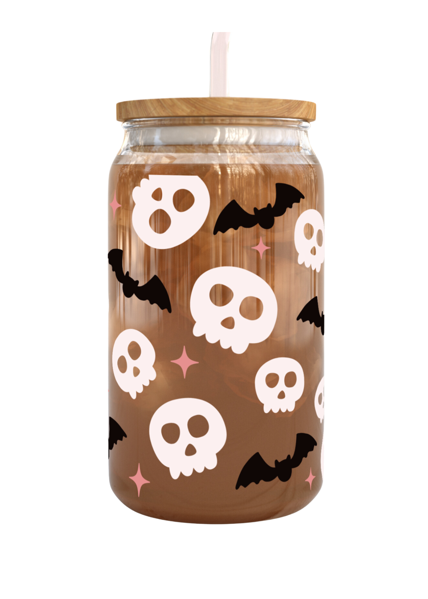 Skull & Bats 16 oz Glass Can