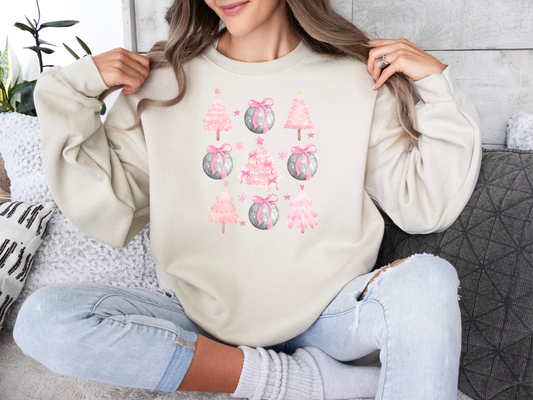 Pink Christmas Disco Crewneck (Natural)