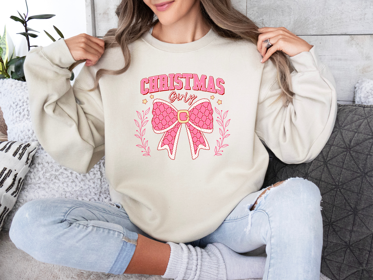 Christmas Girly Crewneck (Natural)