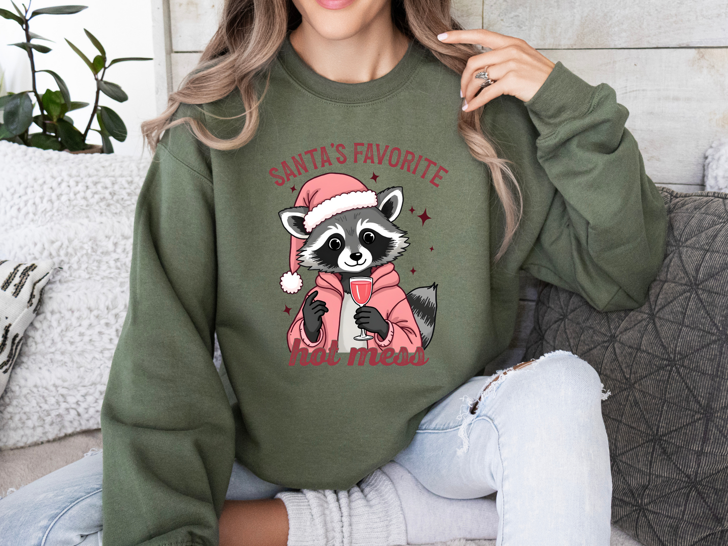 Santa's Hot Mess Crewneck (Green)